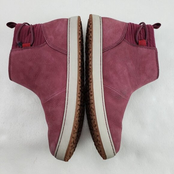 LL Bean Mountainside Toggle Boots Womens 10 Red Nubuck Leather Ankle Pull On - Picture 7 of 13